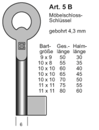 Afbeelding van Meubelsleutel 5B 6x50mm hoefring